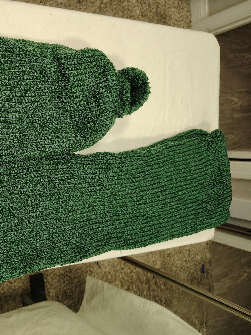 Classic Men's Green Ribbed Turtleneck Sweater with Pom Accent